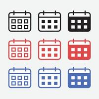 Flat design Date ins Multiple Colours illustration vector