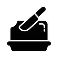 Culinary butter with breakfast knife, butter block icon design vector