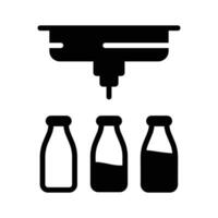 Milk bottles filling with machines, concept icon of mass milk production vector