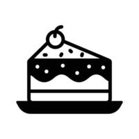 Cake slice with cherry topping icon design, modern vector