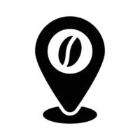 Coffee bean inside map pointer denoting icon of coffee shop location vector