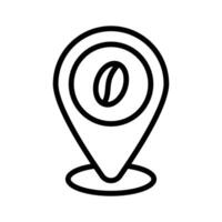 Coffee bean inside map pointer denoting icon of coffee shop location vector