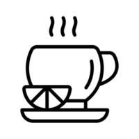 Lemon tea icon, depicting a cup of tea with a lemon slice, symbolizing refreshment and health. vector