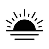 A sunrise icon depicting the sun rising over the horizon, symbolizing a new day and fresh beginnings. vector