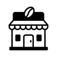 A coffee shop icon showing a cafe or store where coffee and other beverages are served. vector