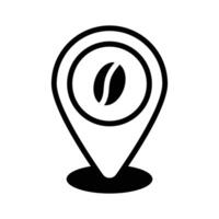 Coffee bean inside map pointer denoting icon of coffee shop location vector