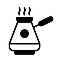 A cezve icon symbolizes traditional Turkish coffee brewing with a distinctive long handle. vector
