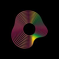 Abstract wavy shape sound equalizer speaker on black background. Linear fluid design vector