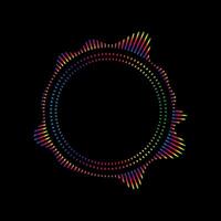 Music equalizer and sound wave. of radial curves spectrum of radio wave oscillations. Multicolored neon sound wave of audio circles vector