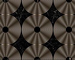 Golden linear circles of a rainbow arch on a black marble background. Aesthetic boho style. Modern wall art template. vector