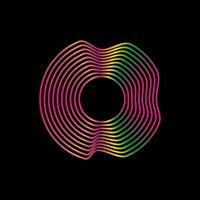 Abstract wavy shape sound equalizer speaker on black background. Linear fluid design vector