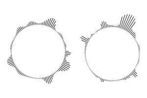 Music equalizer and sound wave. Circular sound waves, depicting audio music,icons and logos for equalizers, radial spectrum designs, ring patterns. Illustrations isolated on white background vector