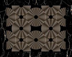 Golden linear circles of a rainbow arch on a black marble background. Aesthetic boho style. Modern wall art template vector
