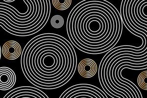 Abstract white lines circles on black background, linear swirls path banner template vector