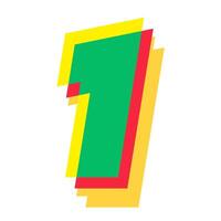 1 number 3d style colorful modern typography vector