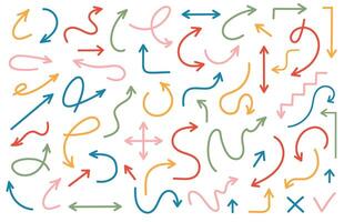 arrow set hand draw color style vector