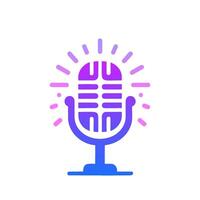 Vintage style old microphone icon. flat gradient style. vector