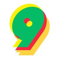 9 number 3d style colorful modern typography vector
