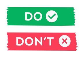 Do and dont sticker with check and cross vector