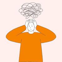 Man with hands on his head, symbolized confusion vector