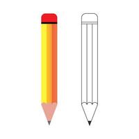 Pencil flat and line color style vector