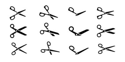 Scissors icon set blakc colorflat style vector
