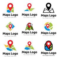 Set of Map Pin Point Icon Logo Design Element isolated on white background vector