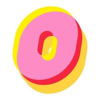 0 number 3d style colorful trendy typography vector
