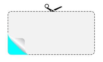 Scissors cutting through dashed line rectangle form vector