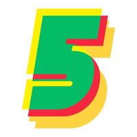 5 number 3d style colorful modern typography vector