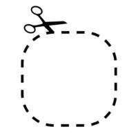 Scissors cutting through dashed line square form vector