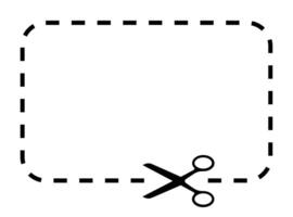 Scissors cutting through dashed line vector
