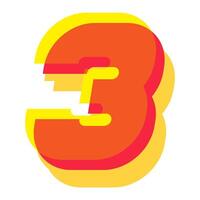 3 number 3d style colorful modern typography vector