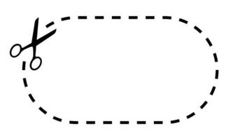 Scissors cutting through dashed line form vector