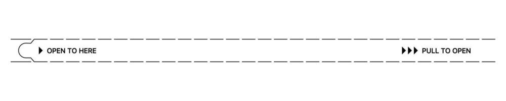 OPEN TO HERE perforated pull tabs vector