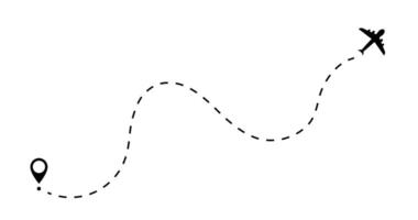 Airplane Dashed Line Path Black and Color Versions vector