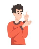 Person wondering and thinking, character discussing and gesturing, emphasizing teamwork and collaboration vector