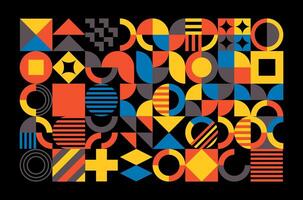 Bauhaus elements and vibrant geometric shapes arranged in a creative and abstract manner vector
