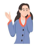 Person wondering and thinking, character discussing and gesturing, emphasizing teamwork and collaboration vector