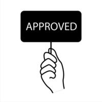 Two hands hold two Yes or No tables. Make a choice yes or no. Line illustration vector