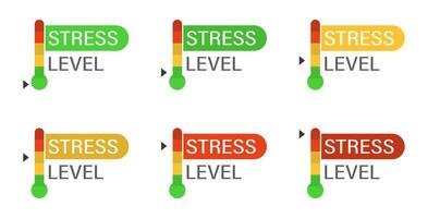 Measuring the level of stress. Set of icons with different indicators vector