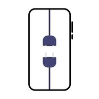 Smartphone charging with plug and cord illustration. vector