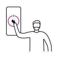 National Day of Unplugging. Turn off your phone. Line flat symbol vector