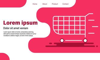 Layout banner with shop cart. E-commerce, business and shopping concept vector