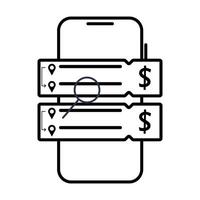 Smartphone screen showing location-based price comparisons for two tickets. vector