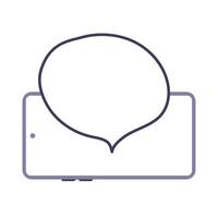 Outlined smartphone with speech bubble illustration. vector