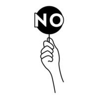 Two hands hold two Yes or No tables. Make a choice yes or no. Line illustration vector