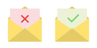 Approved and rejected email message. Good and bad message vector