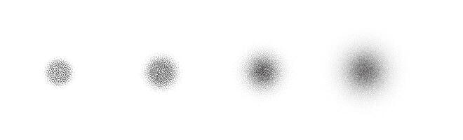 Set of stippling round shapes. dotted circles vector