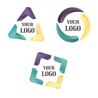 Set of colorful abstract 3D llogo templates. vector